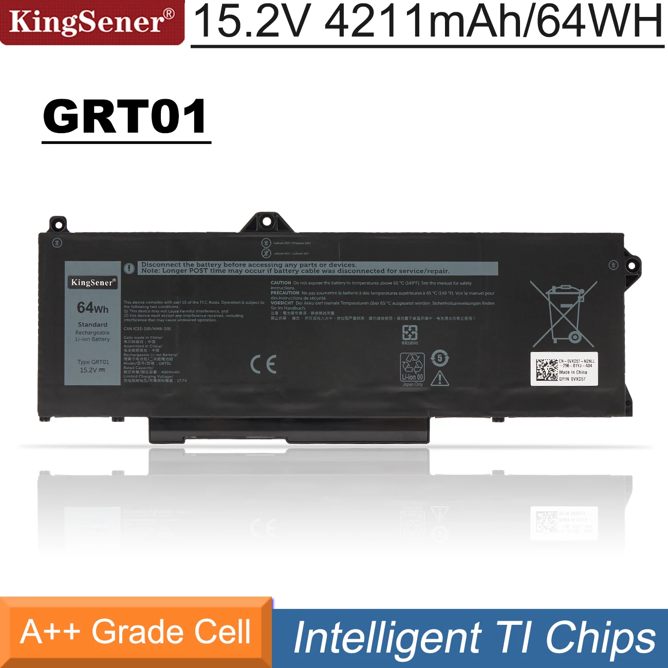 

KingSener GRT01 Laptop Battery For Dell Latitude 5421 5431 5521 5531 Precision 3561 3571 3470 Alienware m17 R5 AMD Series 00P3TJ