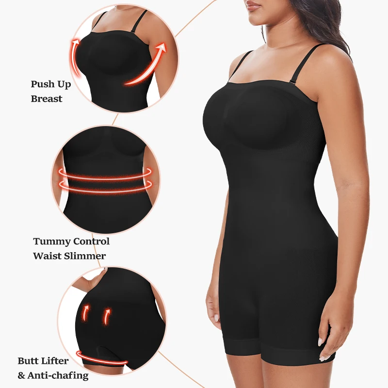 Off Shoulder Strapless Bodysuit Shapewear Women Tummy Control Body Shaper Slimming Camisole Waist Trainer Butt Lifter Underwear