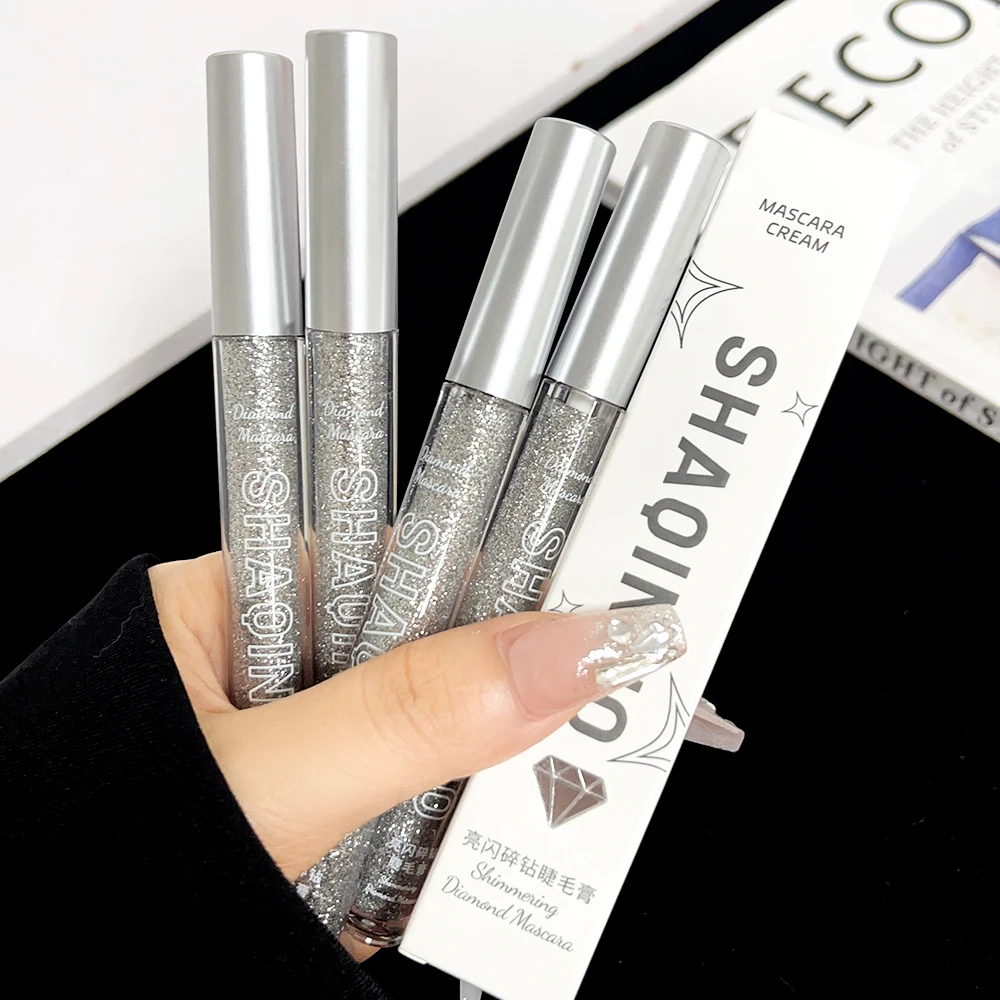 Sliver Glitter Mascara Waterdichte Duurzame Curling Dikke Diamant Glanzende Wimperverlenging Sexy Shimmer Sneldrogende Mascara Make-Up