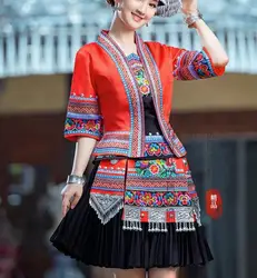 Chinese Miao Dance Dress Hmongb Cloth Women Red Perform New