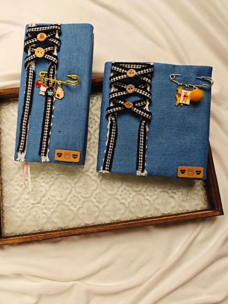 Handmade Retro Denim Lace Booksuit Notebook Sleeve Children Adult Book Protective Case Notebook Diary Planner Notebook Cover