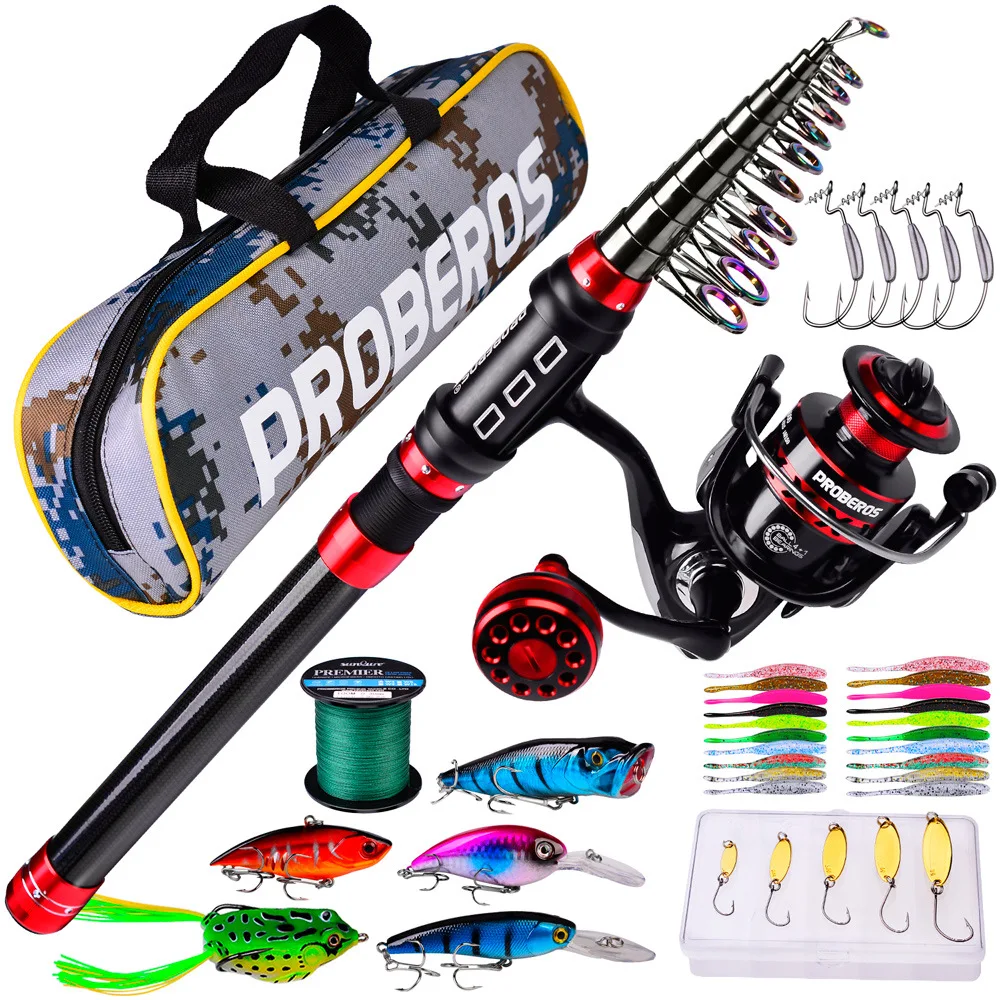 

Freshwater Casting Full Fishing Kit 3.0m/3.6m Carbon Hard Telescopic Rod Spinning Reel Hard Bait Hook Fishing Set