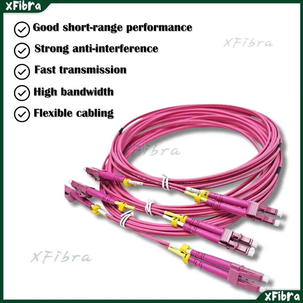 10PCS LC-LC OM4 Multi-Mode 50/125 Duplex Fiber Optic Patch Cord LSZH 100G Data Center 1M 2M 3M 5M