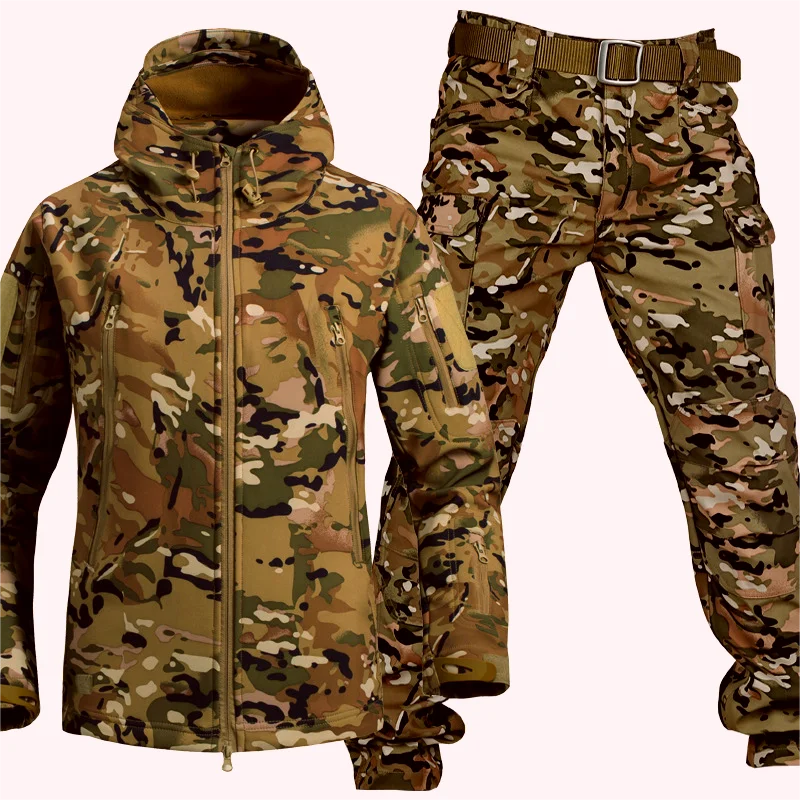 Combinaison de Charge coupe-vent épaisse en peau de requin, en peluche douce, respirante, tactique d\'alpinisme, entraînement, automne et hiver