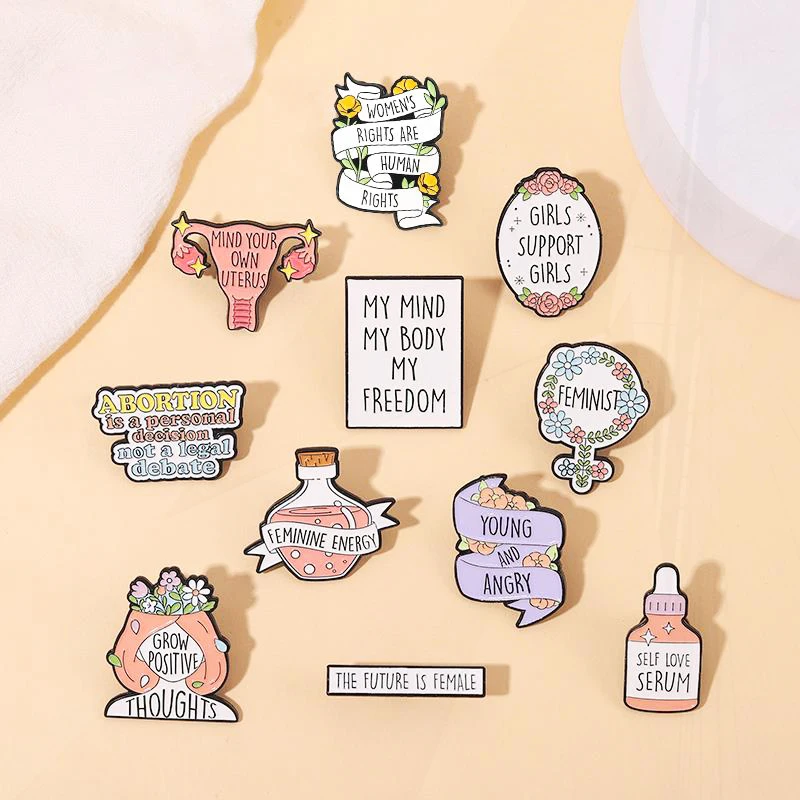 Self Love The Future is Female Lapel Badges Quotes Jewelry Gift for Friends Girl Power Enamel  Brooch Custom Feminism Pines