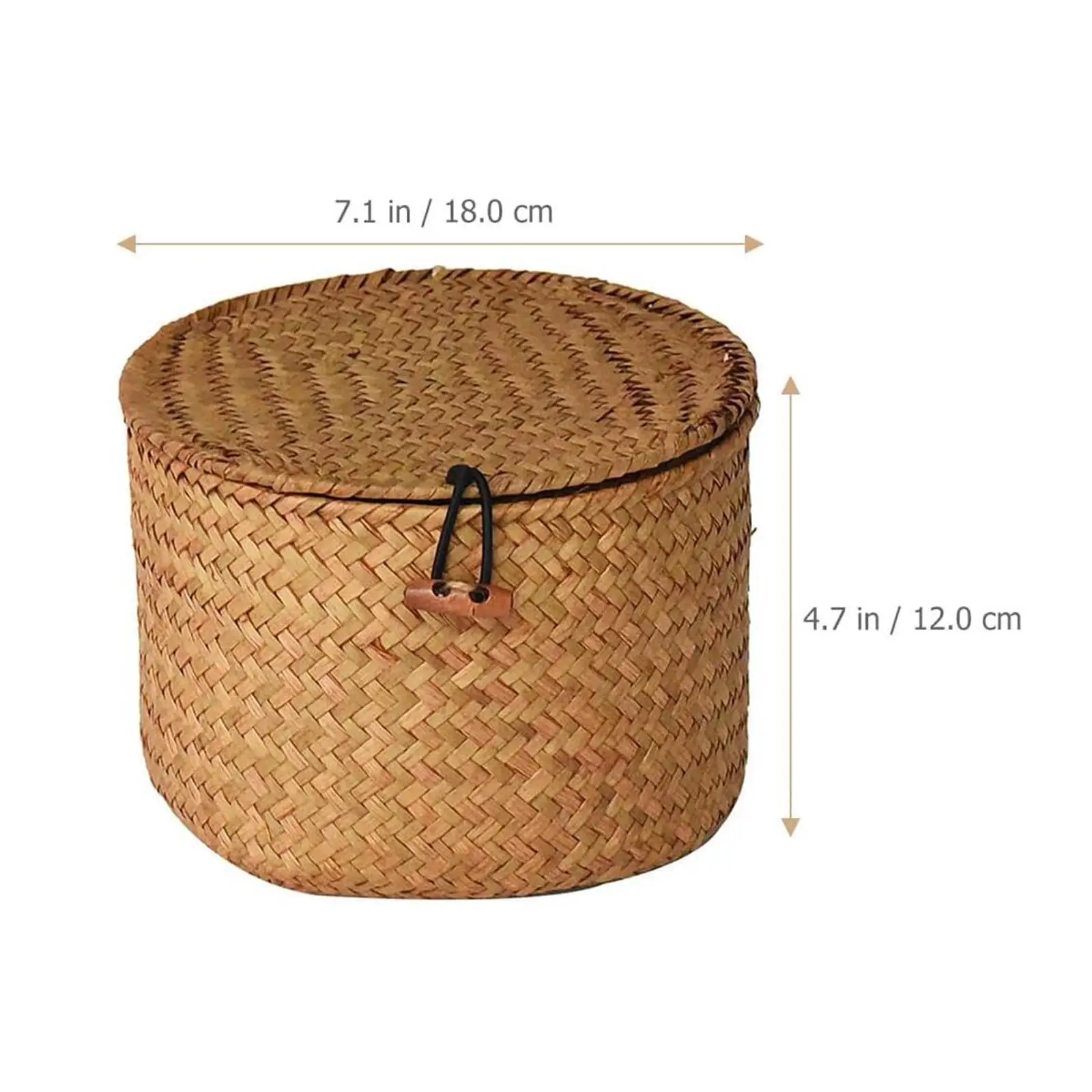 Handmade Seagrass Laundry Basket with Lid Desktop Storage Box for Bedroom Cosmetic Bread Snacks Dresser Household Organizer