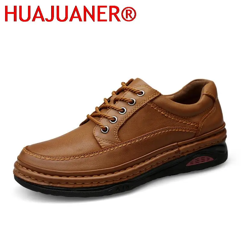 

Top Quality Men's Casual Shoes Lace Up Genuine Leather Men Shoes Fashion Outdoor Men Oxfords Brand Upscale Cow Leather Men Shoes