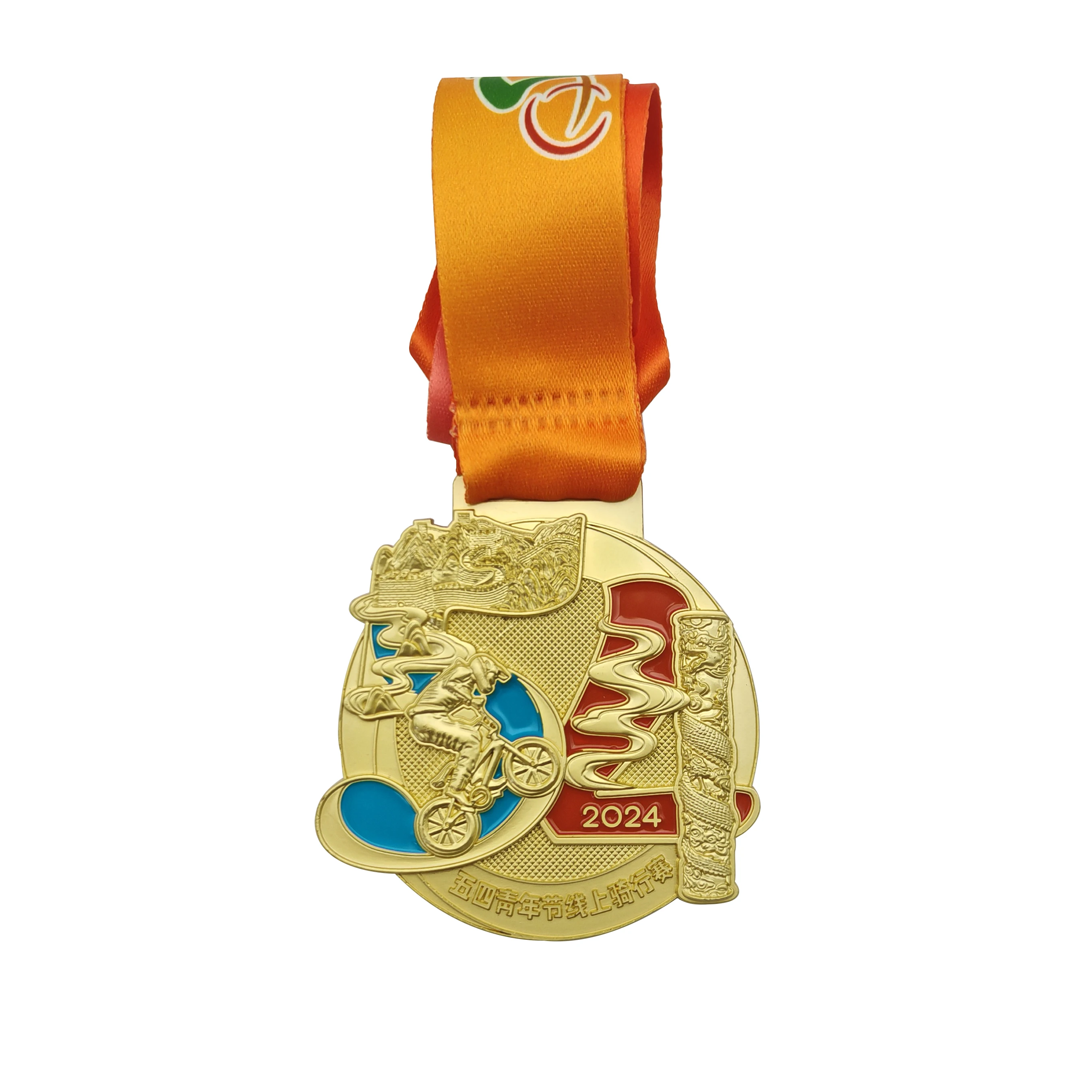 Gold metal MEDALS customized The surface can be machined with complex patterns with ribbon