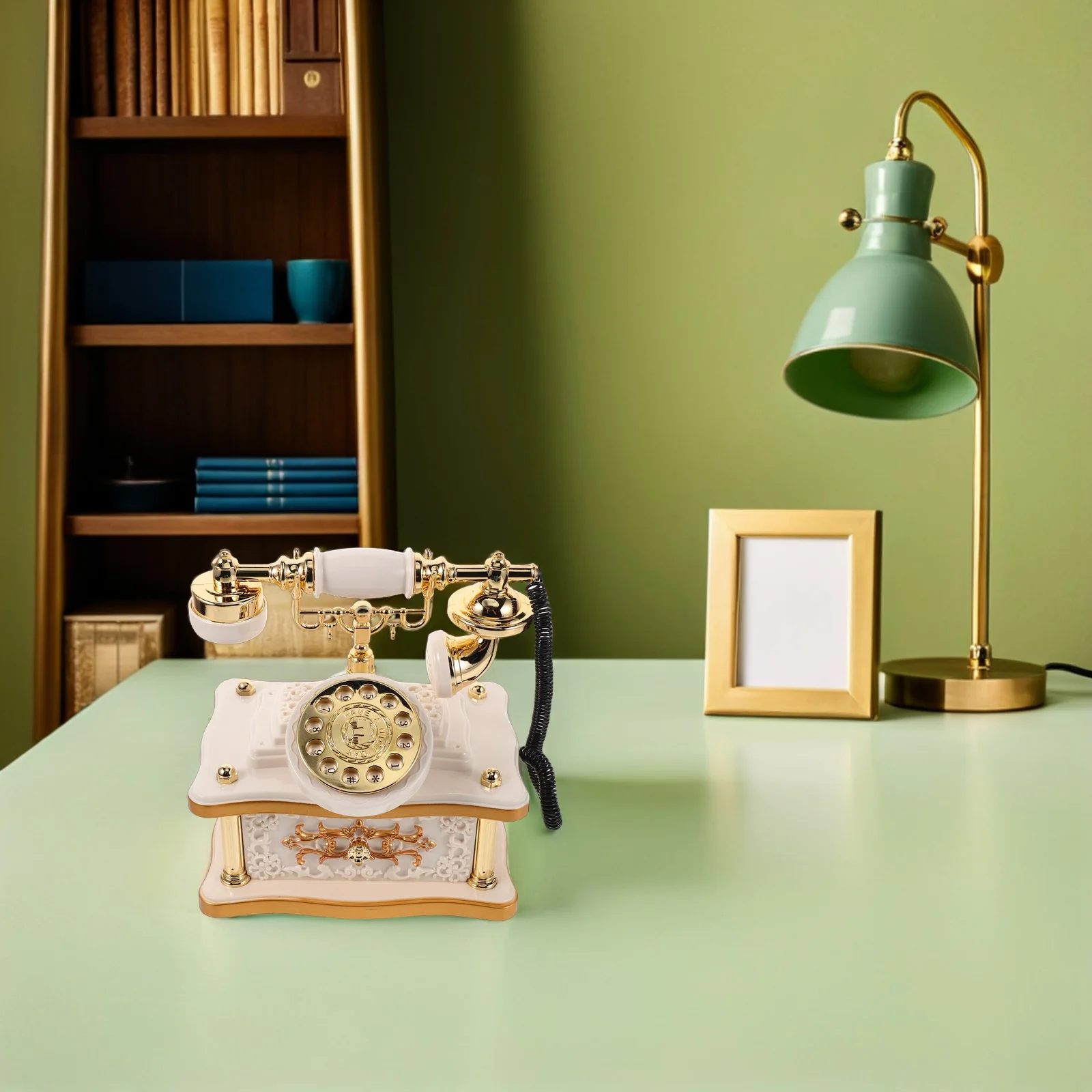 

Vintage Telephone Music Box Retro Dial Telephone Old Fashioned Landline Phone Desktop Decoration for Cabinet Shelf Entrance Hall