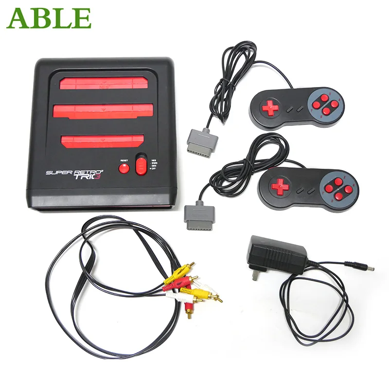 sfc nes MD dual/triple card console includes sfc dual handles, av cable, power adapter suitable for sfc nes MD game cards