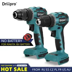 Drillpro 10mm/13mm Cordless Drill screwdriver Rechargeable Electric Screwdriver Multi-function Power Tools For Makita18V Battery