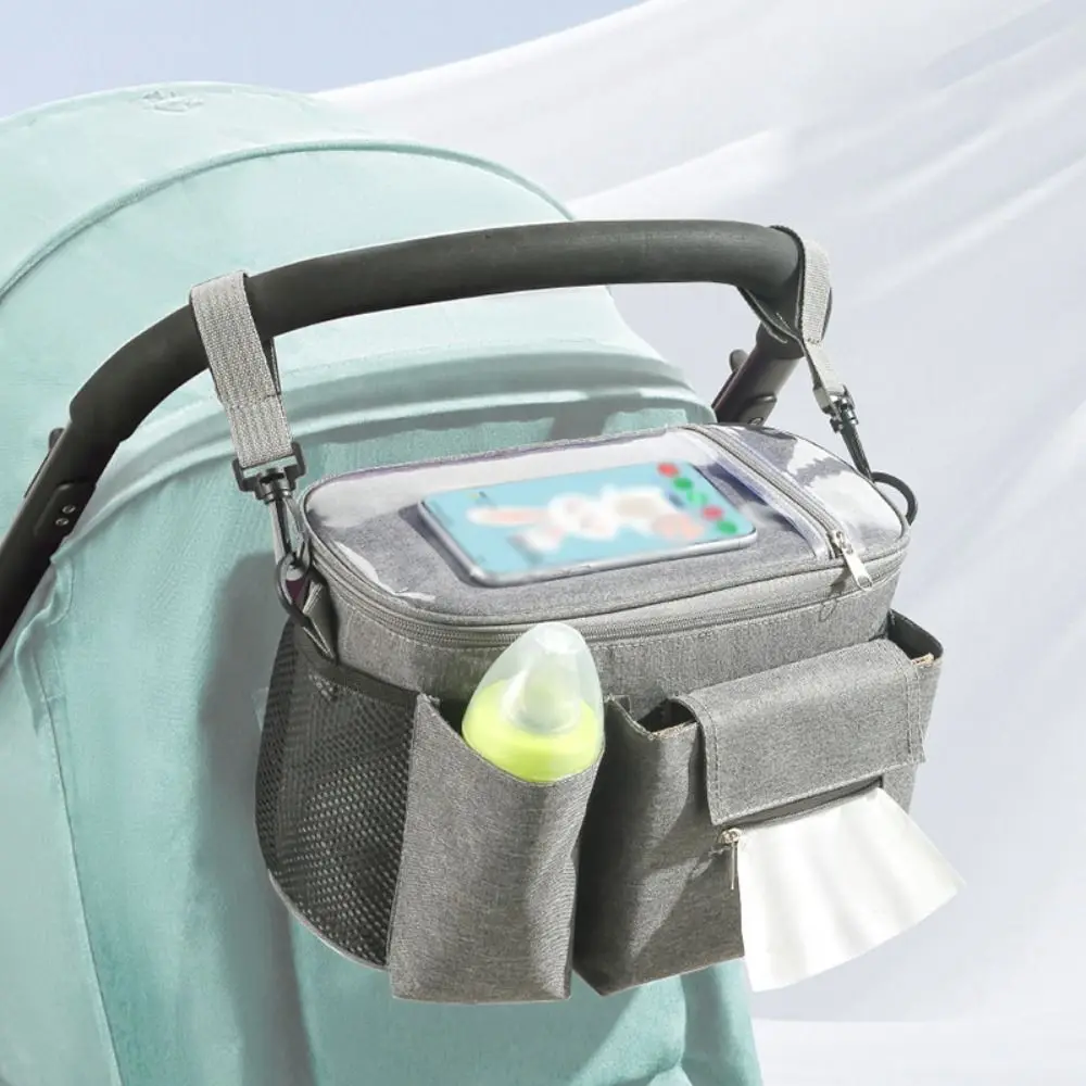 

Large Capacity Baby Stroller Bag Multiple Pockets Cartoon Baby Stroller Hanging Bag Oxford Cloth with Zipper