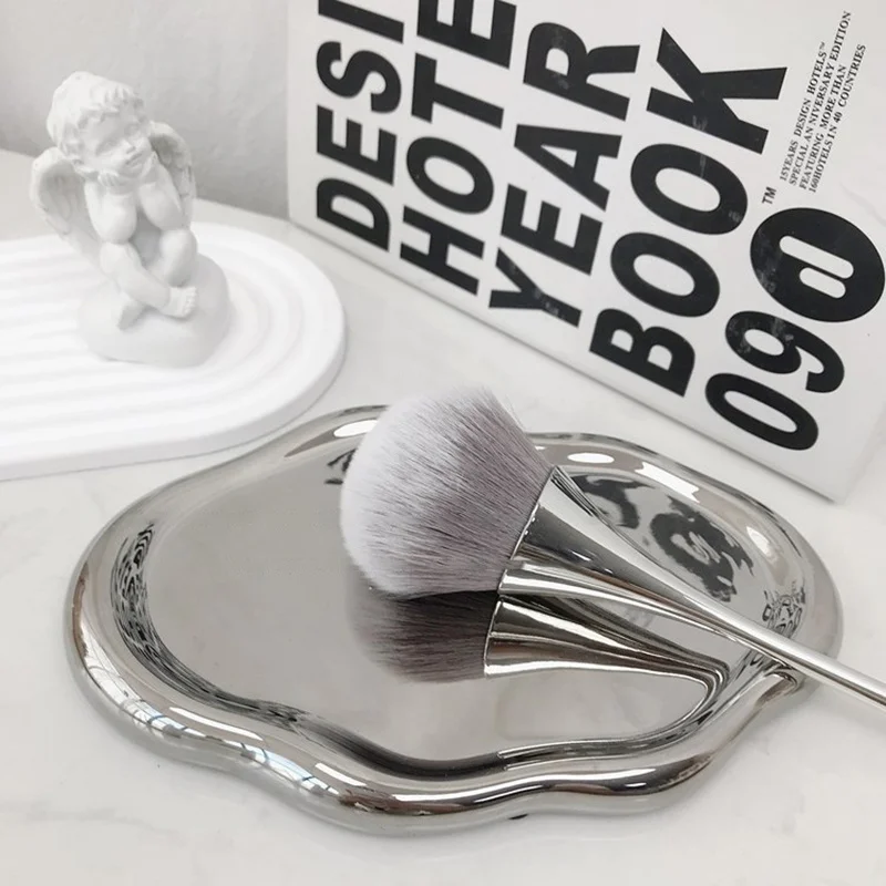 2pcs Minimalism Nail Brush For Manicure Art Soft Big Head Gel Polish Dust Cleaning Brushes Silvery Nail Art Brush Nail Accesorie
