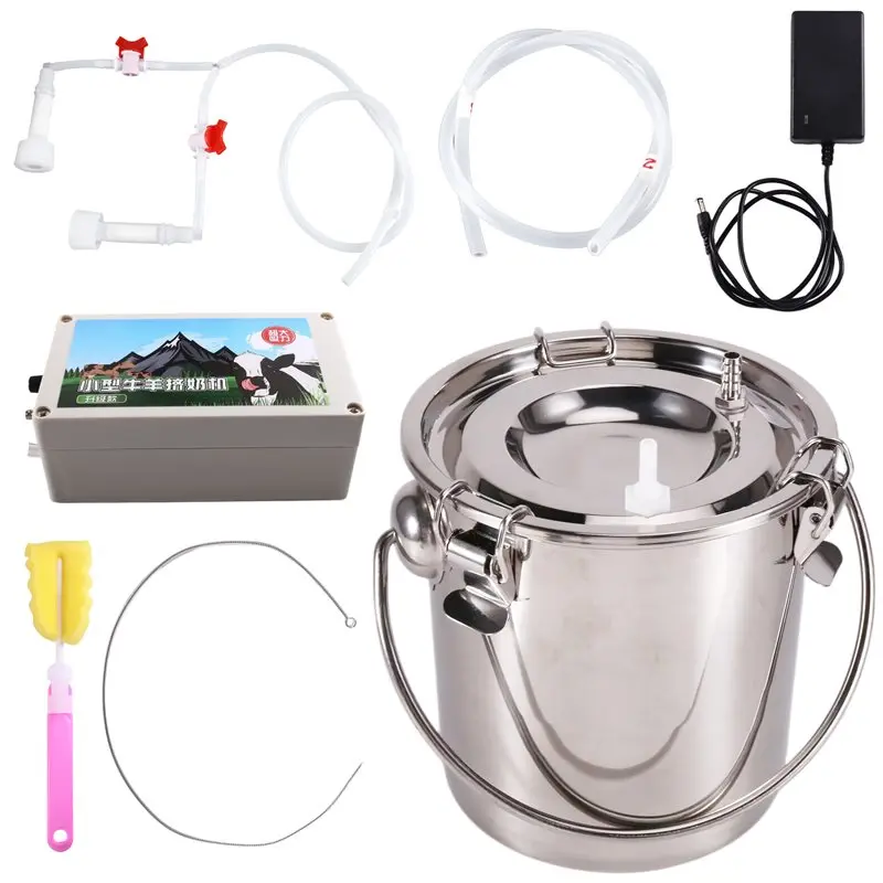 【EFFICIENT 】Portable Double Head Goat Milking Machine 3L Pulsating Cow Milking Machine Pulsating Vacuum Pump Milker For Farm US