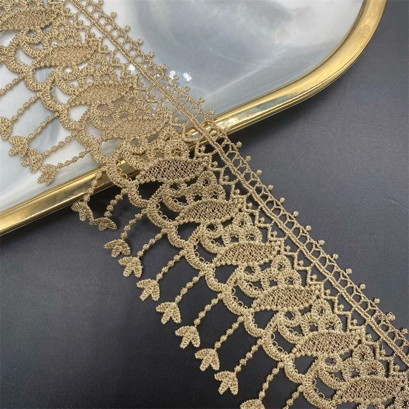 Gold Water-soluble Lace Edge, Sewing Clothing Accessories, DIY Polyester Wedding Dress Decor, Jewelry Lace, 1 Yards