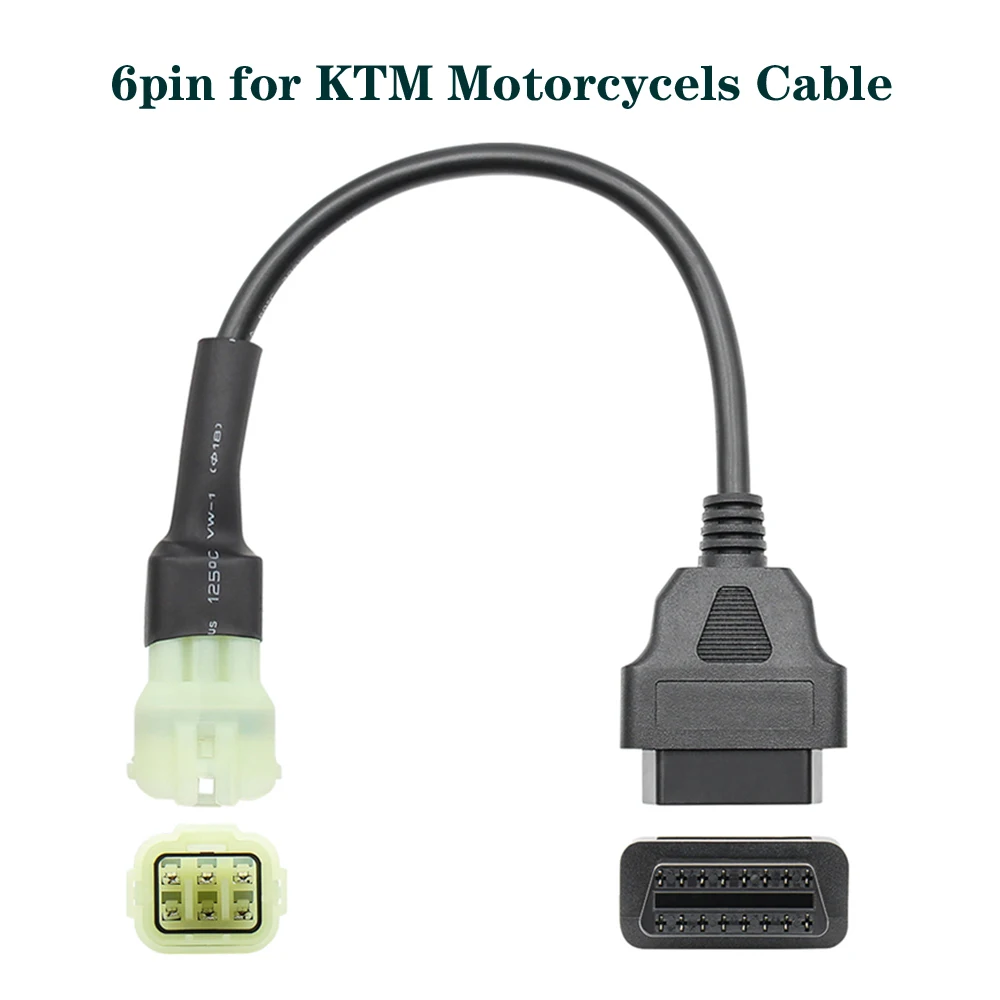 Cable adaptador de motocicleta OBD2, Conector de 6 pines a 16 pines para KT Duke RC, Cables de extensión Autocycle 100%, buena calidad de marca