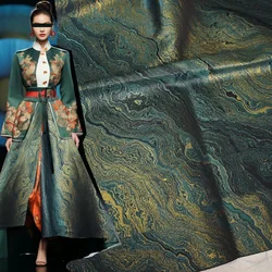 Deep Green Gilded Years Lacquer Painting Fluid Art Chinese Style Hanfu Horse Face Skirt Designer Fashion Fabric