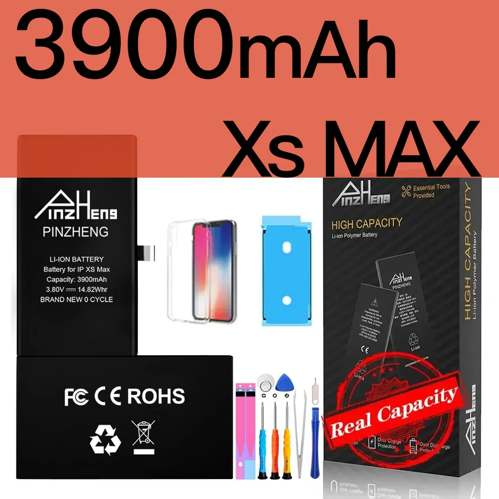 PINZHENG Echte batterij met hoge capaciteit voor iPhone X XR XS Max 12 13 Mini Pro Max 11 Pro Max Vervanging Bateria Garantie Eén jaar