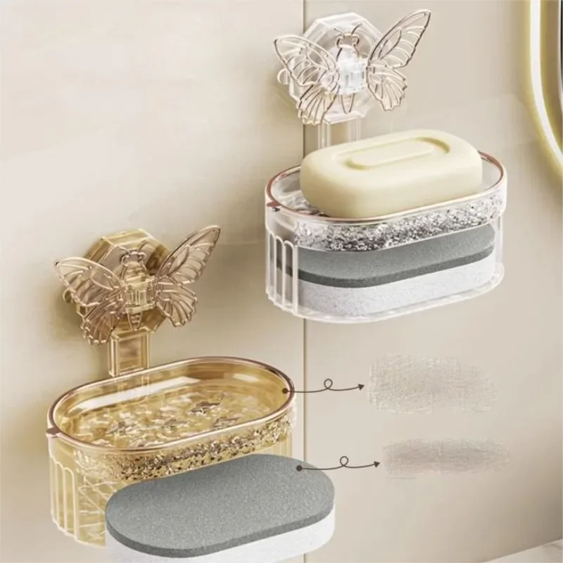 Creative No Punching Butterfly Shaped Suction Cup Style Soap Storage Holder Bathroom Soap Storage Rack Household Soap Dish ZG806