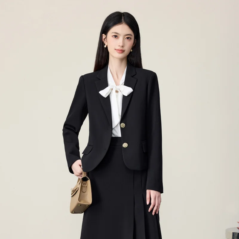 

Формальный женский костюм для собеседования с преподавателями в колледже, стильный укороченный блейзер для повседневной носки, профессиональный костюм с юбкой.