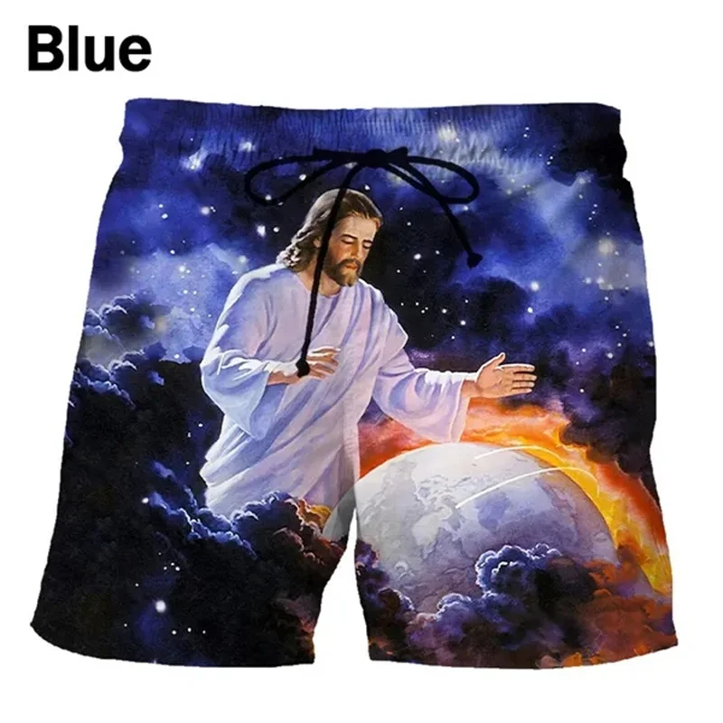 Pantalones cortos con estampado 3d de Jesús para hombre y mujer