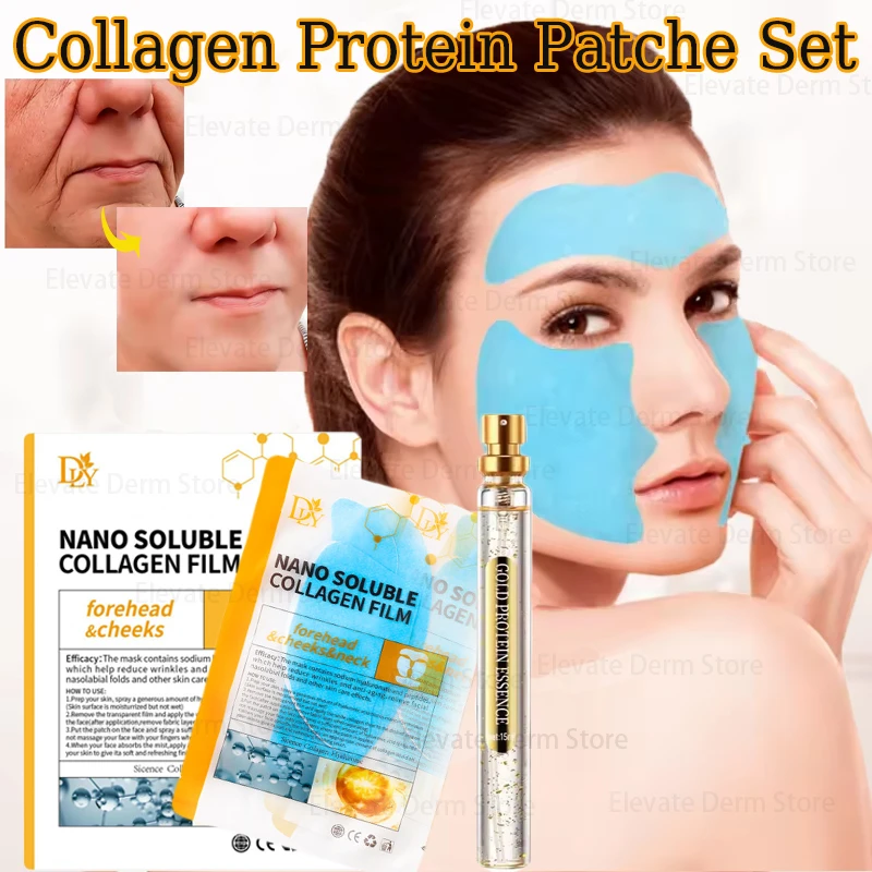 Collagen Protein Patche Instant Wrinkle Remover Serum Set Lifting Firming Soluble Absorbable Face Filler Anti-aging Skin Care