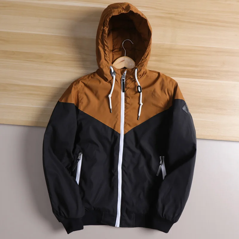 

Outdoor Woven Fabric Hooded Cotton Jaet Men's Faion Casual Versatile Color Blo Autumn Winter Thiened Warm Ci Sle