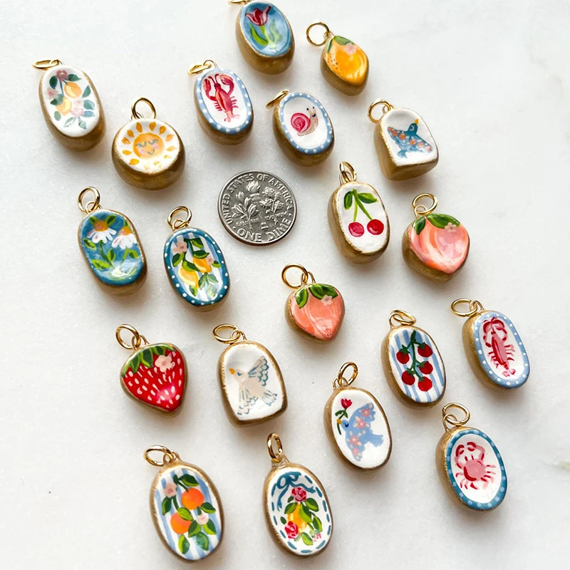 

10pcs Mix Color Copper Small Flower Flower Tree Beads Pendant for Jewelry Making DIY Necklace Bracelet Accessories