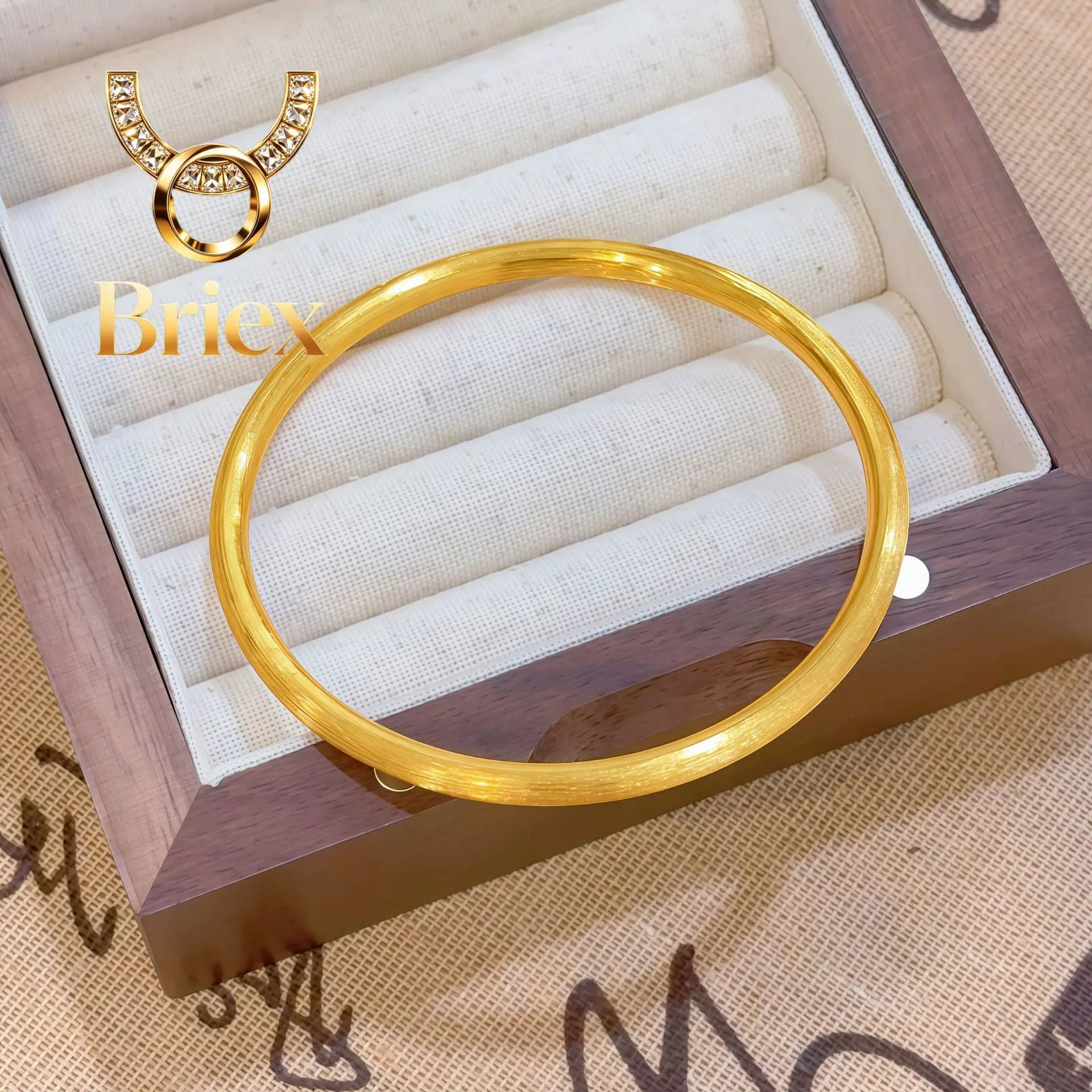 

Briex Jewelry Luxury 24K 9999 Pure Gold real gold Brushed Ancient Bracelet