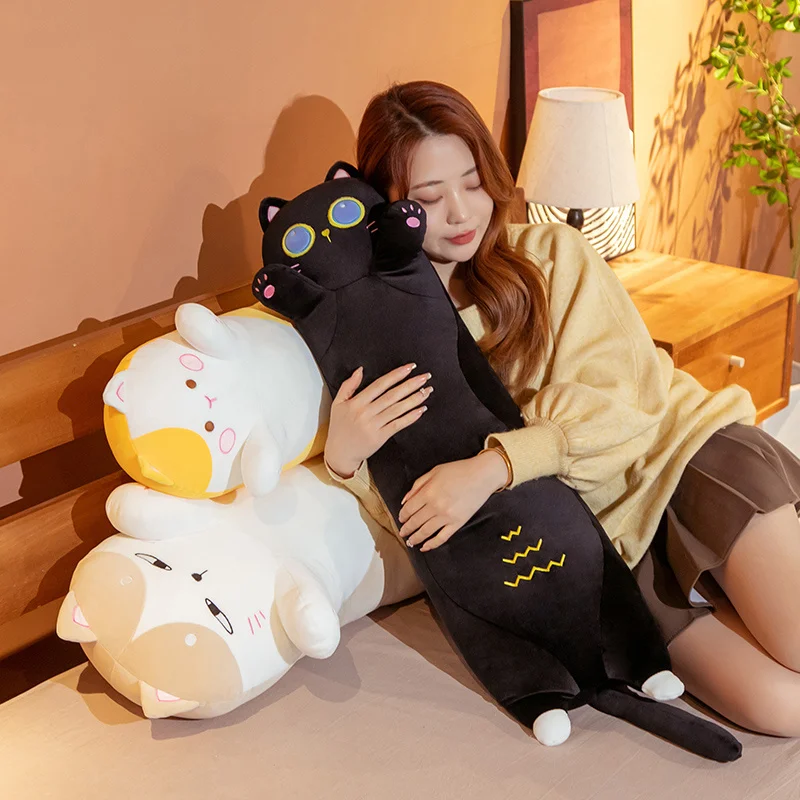 น่ารักนุ่มยาวแมวหมอน Plush ของเล่นตุ๊กตาหยุดชั่วคราวสำนักงาน Nap หมอน Sleep หมอน Home Decor ของขวัญตุ๊กตาเด็กหญิง