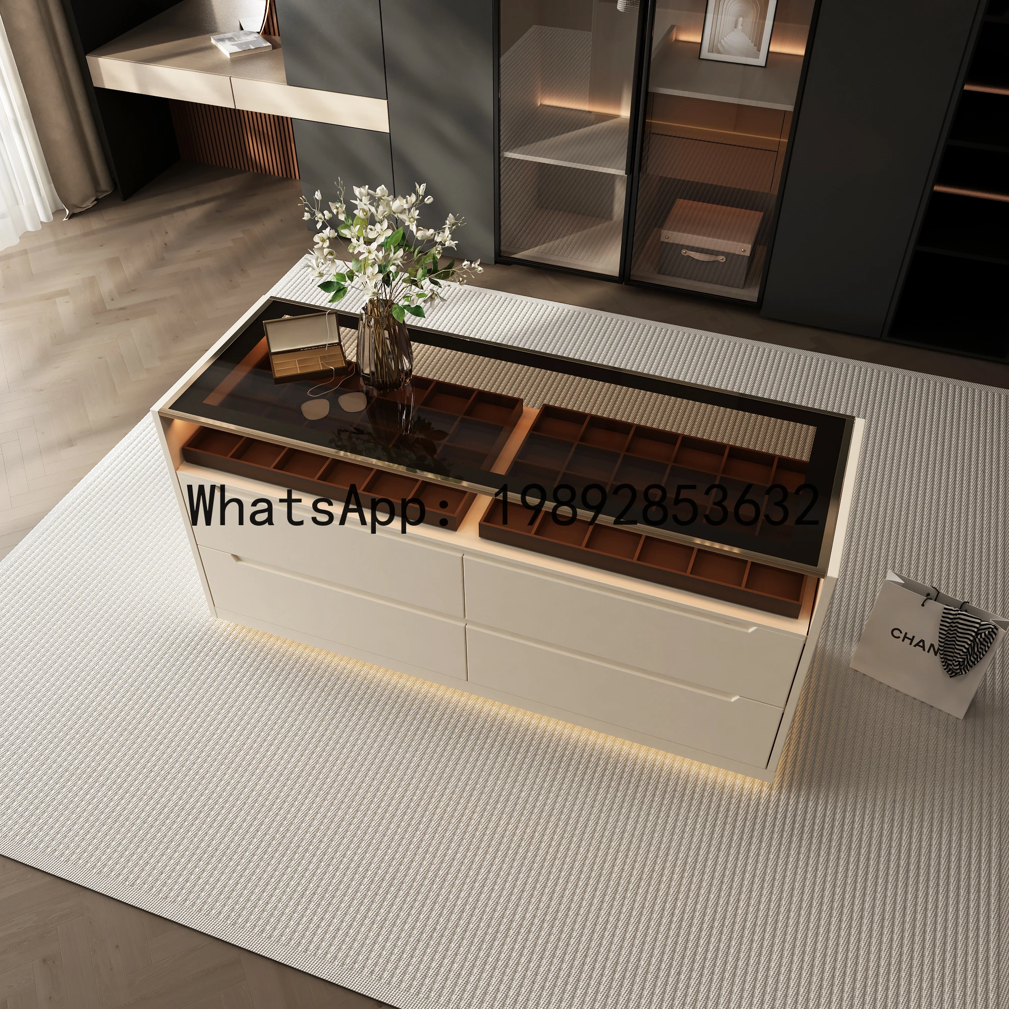 

X6 High-End Cloakroom Island Cabinet Light Luxury Home Bedroom Jewelry Island Display Cabinet