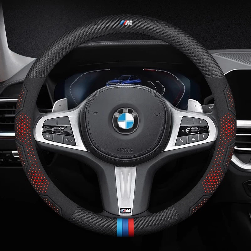 For BMW M X1 X3 X4 X5 X7 E36 E39 E46 E60 E65 E90 F10 F15 F20 F25 F30 G20 G30 G05 Car Carbon Fiber Anti-Slip Steering Wheel Cover