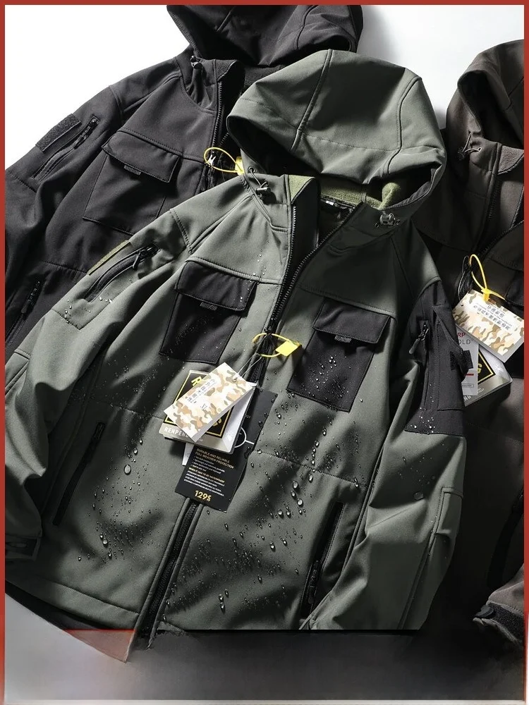 

Outdoor Men's Tactical Series Windproof Waterproof Soft ell Jaet New Arrival Spring Autumn Stand Fit Fce Lined