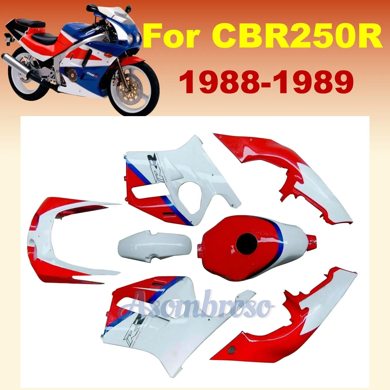 Free Custom Fairing Kit fit For Honda CBR250R 1988 1989  MC19 NC19 CBR250 CBR 250R 88 89 Racing Bodywork