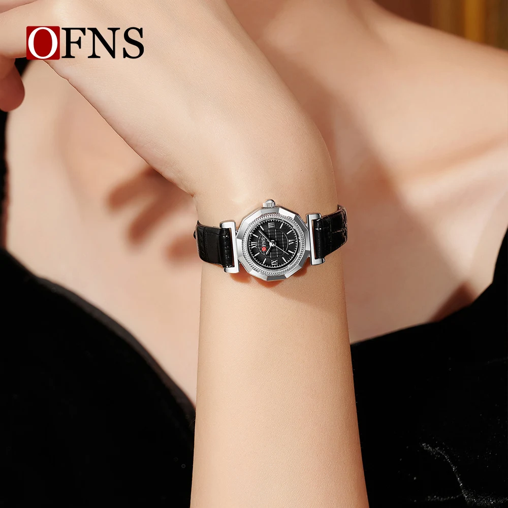 OFNS العلامة التجارية الجديدة 1555 ساعة كوارتز نسائية فاخرة مقاوم للماء موضة ريترو النمط الروماني رائع ساعة كوارتز نسائية