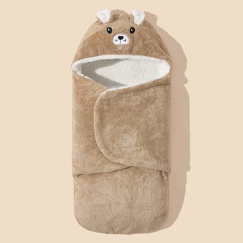 الوليد الطفل لحاف الخريف الشتاء نمط الكرتون غرفة واحدة حزمة ملفوفة غطاء لحاف الحيوان نمط لون نقي المخملية المواد
