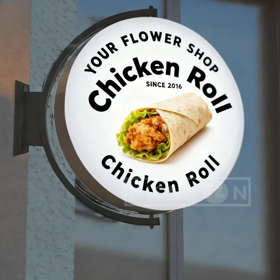 Custom Home Sign Light Logo Acrylic Led 360 Rotating Box Outdoor Business Signage Illuminated Signboard Waterproof House Shop