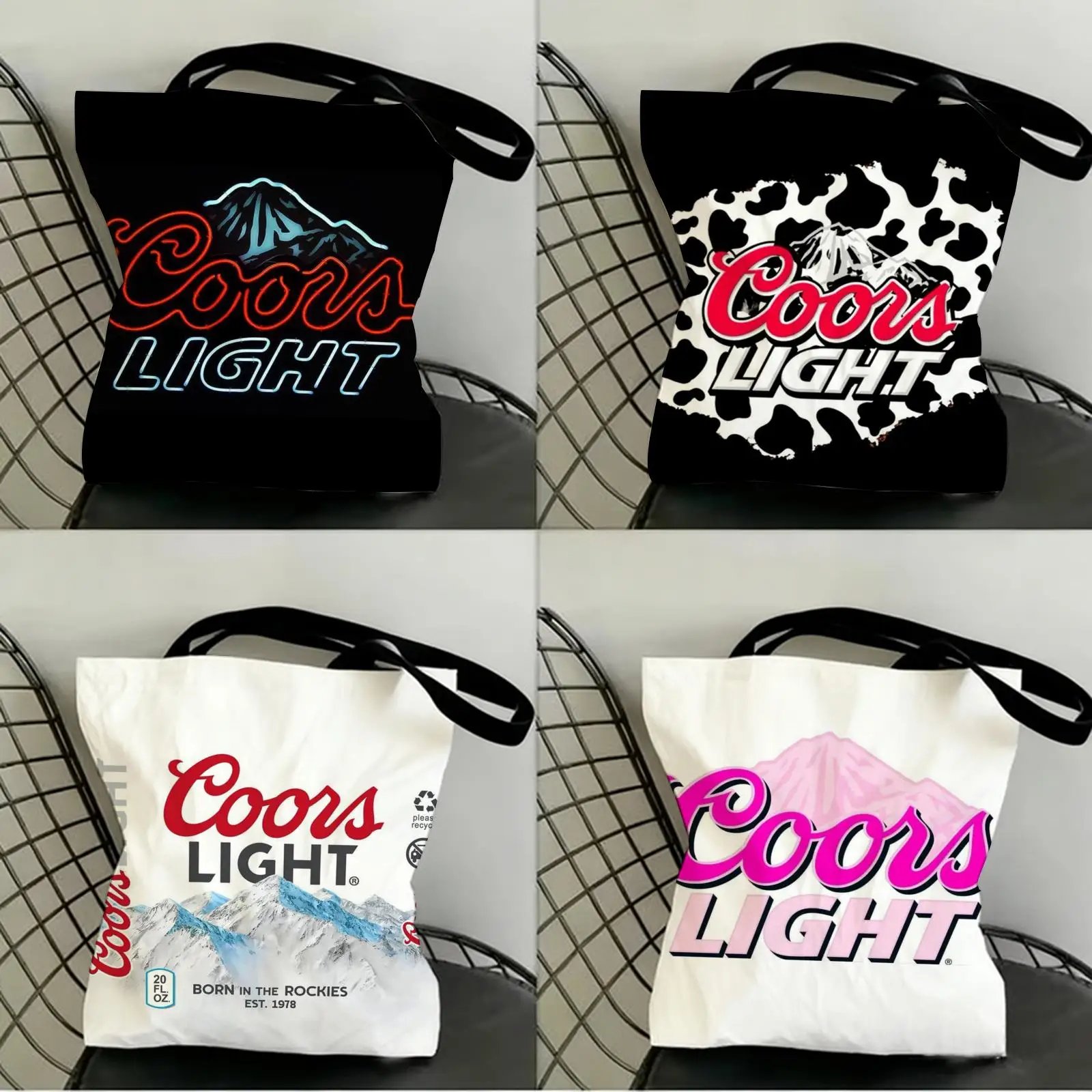 

Classic C-Coors Storage Bags Canvas Double-Sided Print Shopping Bag Large Capacity Aesthetic Reusable Tote Bag