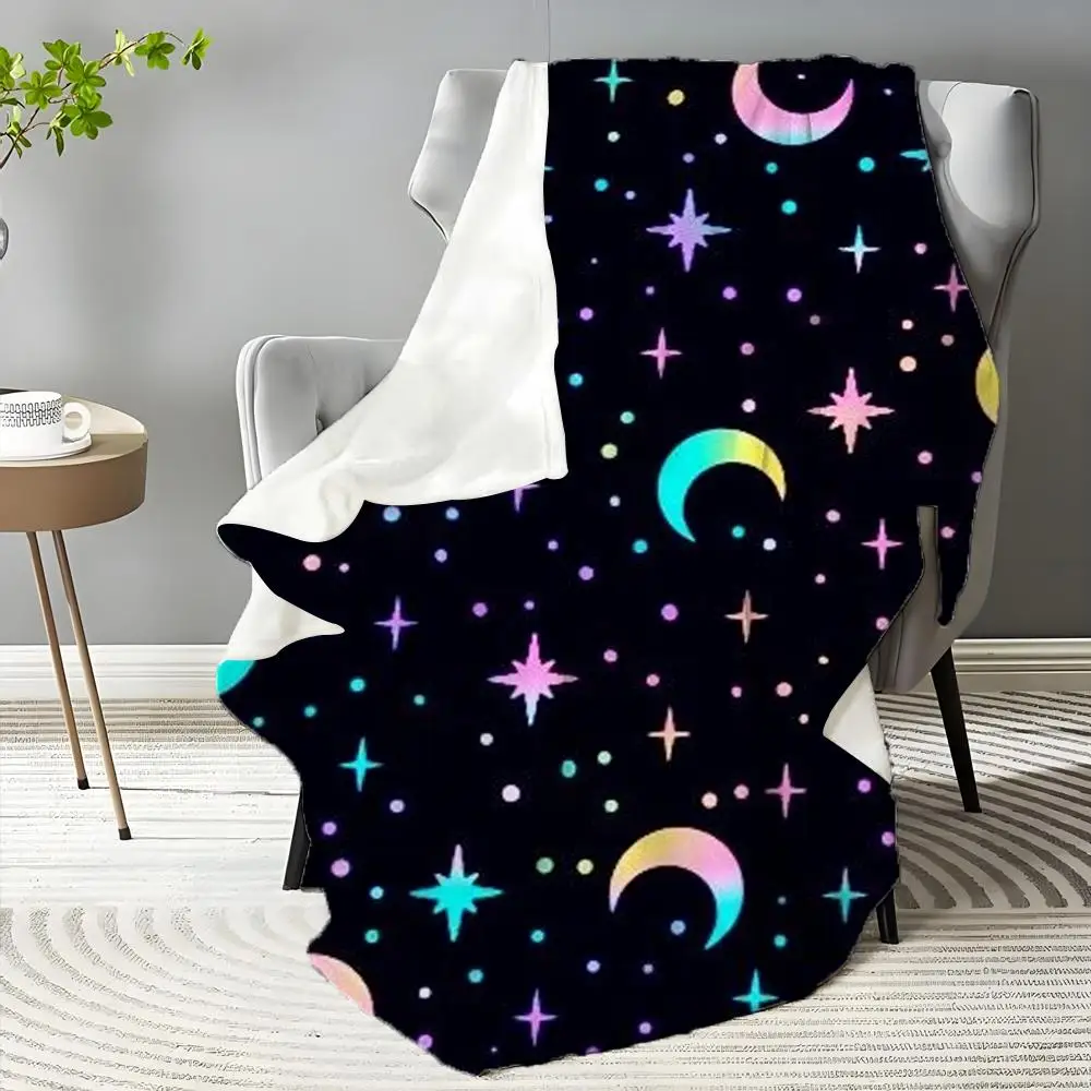 

Personalized Galaxy Star Moon Throw Blanket Aesthetic Art Flannel Blanket Portable Home Travel Camping Sofa Picnic Thickening