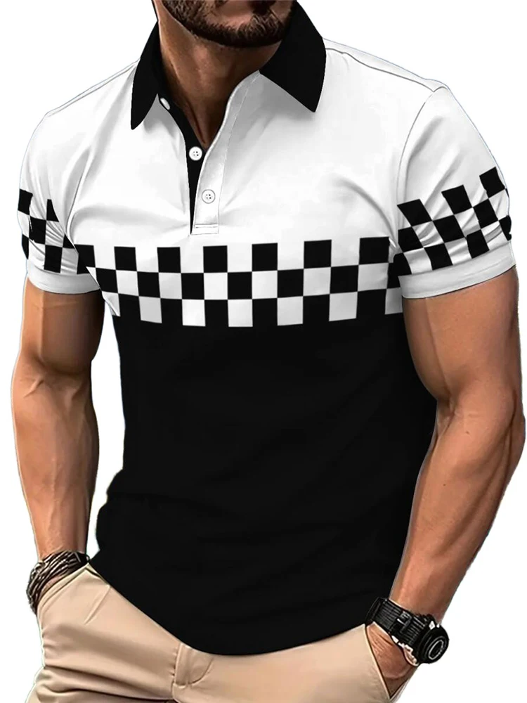 

European And American Men Sell Short Sleeved Polo Men's Digital Printing Polo Men's Button Printing Polo Comfortable Trend Top