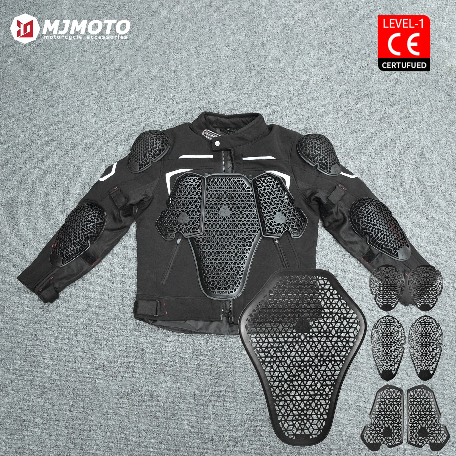 

Black CE Level 1/2 Motorcycle Body Protection Pad Universal Motocross Racing Safety Insert Armor Back Protector Moto Equipment