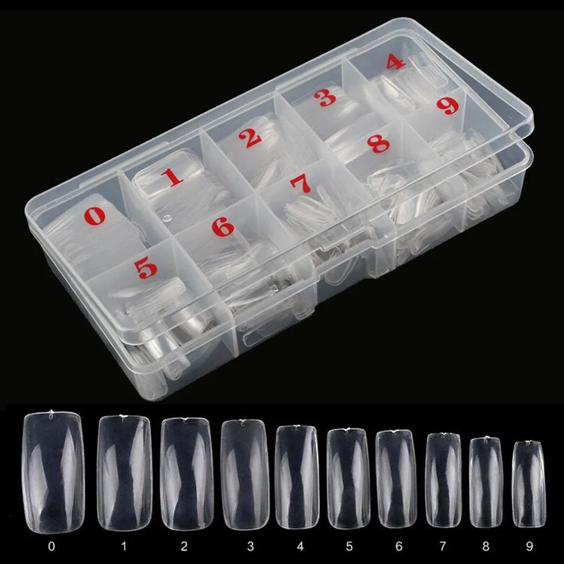 Maniküre, 500 Stück, französische Nagelstücke, verpackt, durchsichtiges Peeling, künstlicher Nagelflicken, abnehmbarer, natürlicher künstlicher Nagelflicken mit vollem Stick