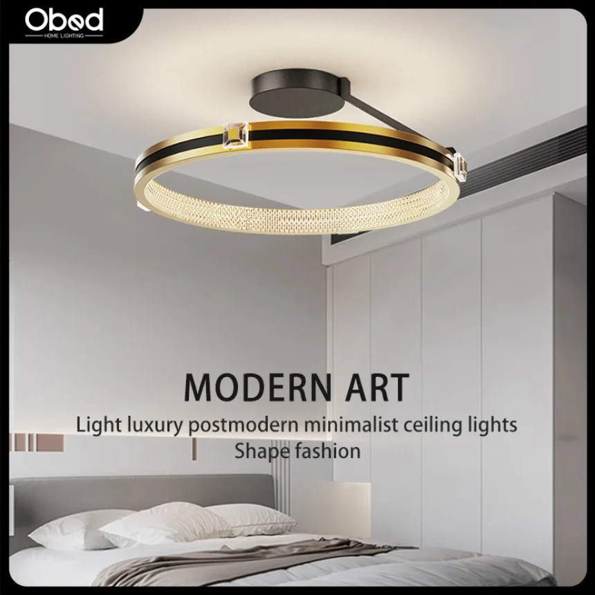 Ronde Led Plafondlamp Moderne Luxe Kristallen Binnenverlichting Slaapkamer Woonkamer Studeerkamer Balkon Decoratie Verlichtingsarmaturen