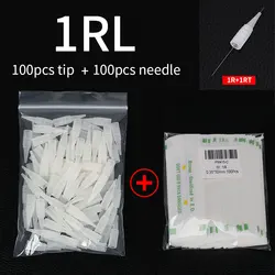 100PCS 1R Single Round Disposable Sterilized Tattoo Needles & Tattoo Tips Kit Eyebrow Lips Permanent Makeup Needles With Cap