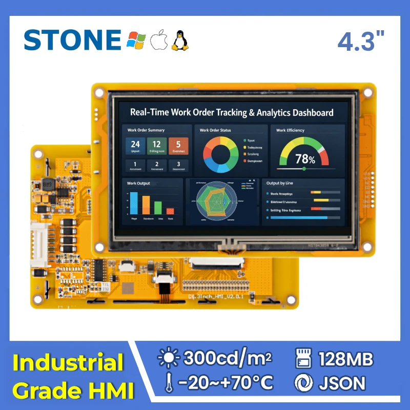 STONE C 4.3 Inch Industrial TFT LCD HMI Display Panel for Capacitive Touch Screen Cortex A8 1GHz CPU 128MB 480*272 for Arduino