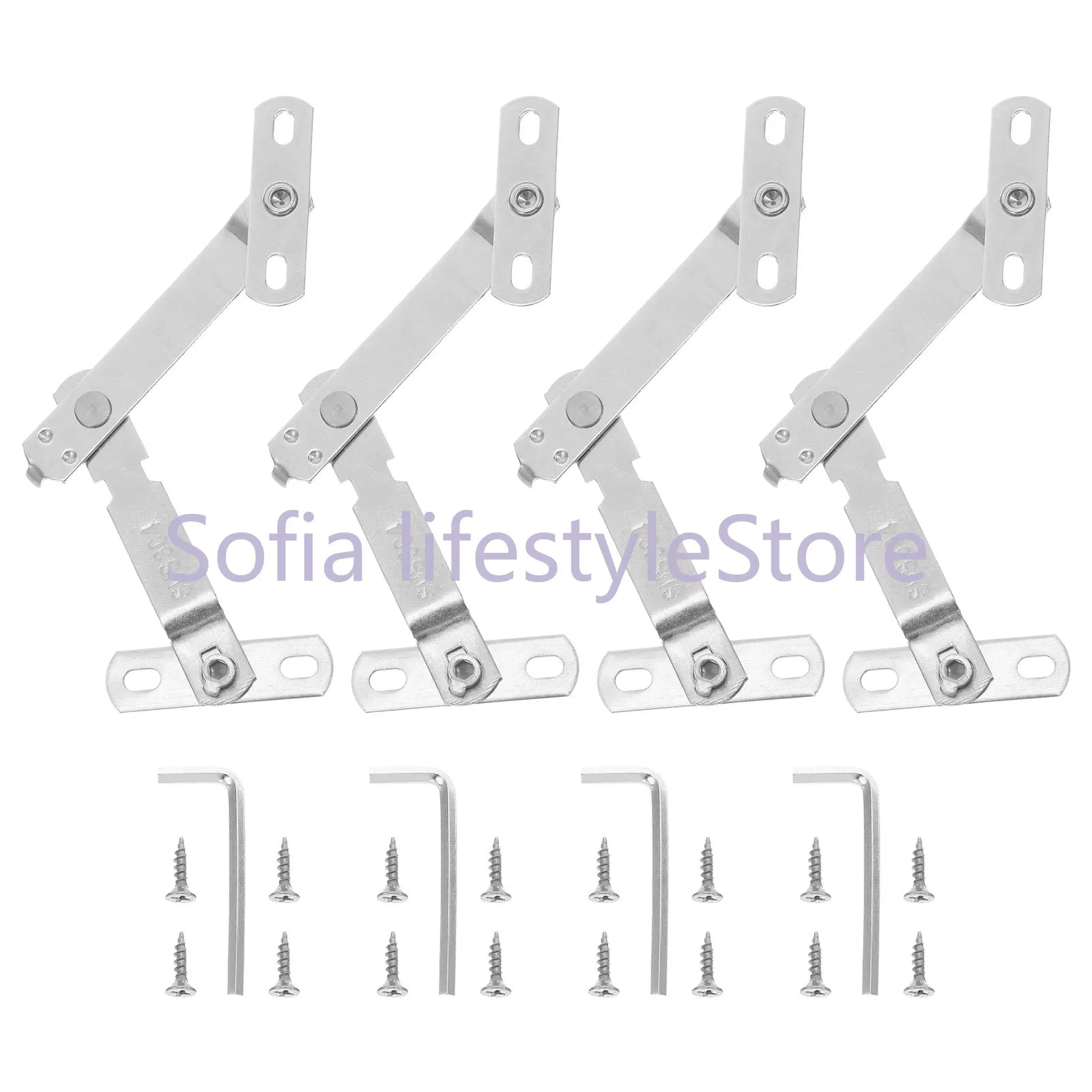 4-セットステンレス鋼ウィンドウリミッターカッセメントストッパー安全開口制限装置子供保護調整可能な角度制御ホーム