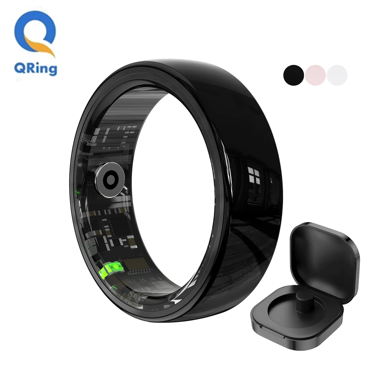 R12 Smart Ring Men Women with Charging Case Couple Space Interaction Health and Sleep Monitor Multi Sport Mode  5ATM Waterproof