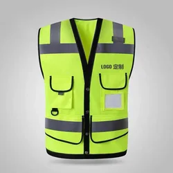 Ropa de trabajo reflectante para trabajadores de la construcción, chaleco de seguridad de alta visibilidad para conducción nocturna, logotipo personalizable