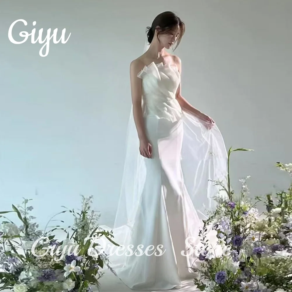 

Giyu Simple Mermaid Korea Wedding Dress Photoshoot Satin Pleat Sleeveless 웨딩드레스 Bridal Gown Floor-Length Customised 2025