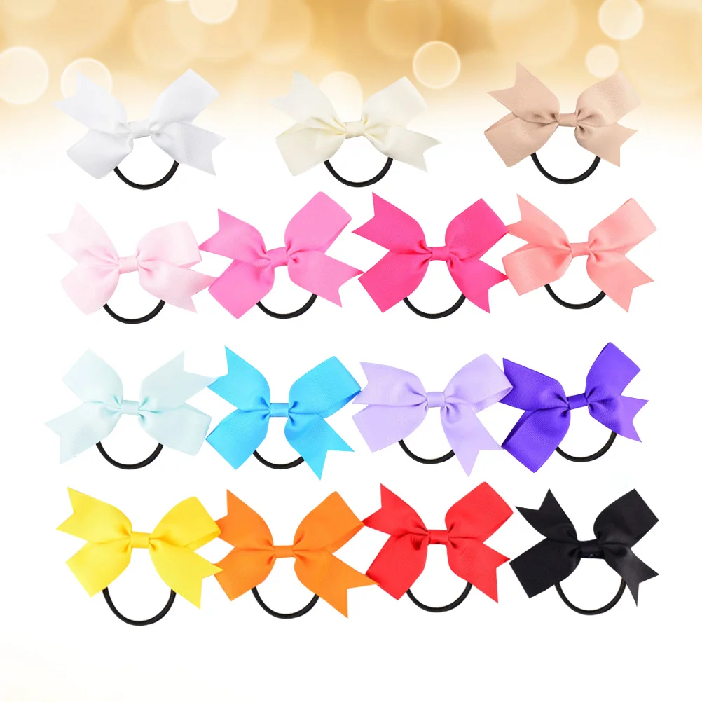 

16 Pcs Girls Bowknot Hair Band Kids Ties Ponytail Holders Ribbons Headband Elastic Child